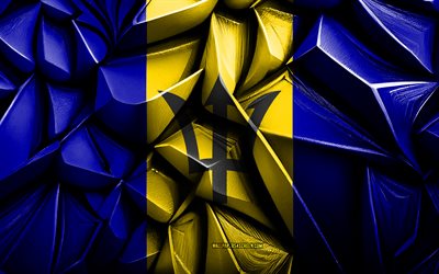 علم بربادوس, 4k, ثلاثي الأبعاد الملمس الإبداعي, بربادوس 3d العلم, أمريكا الشمالية, الفن ثلاثي الأبعاد, بربادوس