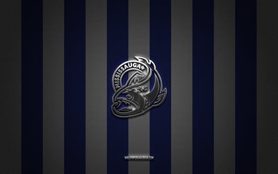 mississauga steelheads  logo, kanadan jääkiekkojoukkue, kanadan jääkiekkoliito, chl, sininen valkoinen hiilitausta, mississauga steelheads  tunnus, jalkapallo, mississauga steelheads, kanada