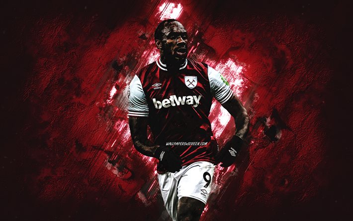 michail antonio, west ham united fc, jogador de futebol inglês, fundo de pedra da borgonha, arte grunge, premier league, inglaterra, futebol