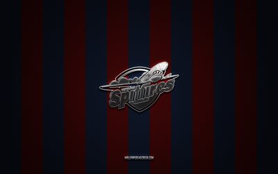 windsor spitfires 로고, 캐나다 하키 팀, 캐나다 하키 리그, chl, 블루 레드 카본 배경, windsor spitfires emblem, 하키, 윈저 스핏파 이어, 캐나다
