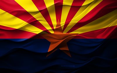 4k, drapeau de l'arizona, états américains, drapeau 3d arkansas, usa, texture 3d, jour de l'arizona, symboles nationaux, art 3d, arizona