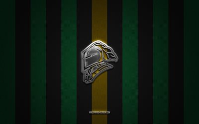 london knights logo, kanadisches hockeyteam, canadian hockey league, chl, grüne schwarzer kohlenstoffhintergrund, london knights emblem, eishockey, london ritter, kanada