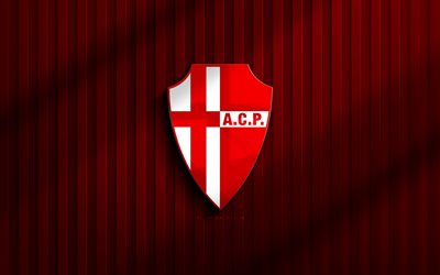 4k, padua 3d logo, serie a, roter 3d hintergrund, fußball, padua emblem, padua logo, ac padua, italienischer fußballverein, padova fc