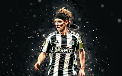 Anthony Gordon, 4k, white neon lights, Newcastle United, Premier League, English footballers, Anthony Gordon 4K, football, soccer, Newcastle United FC, Anthony Gordon Newcastle United