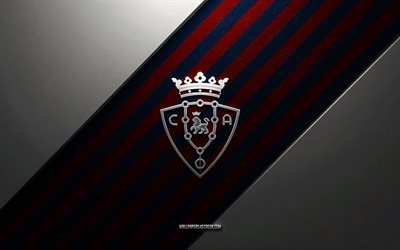 ca osasuna logo, 4k, fundo de aço, clube de futebol espanhol, linhas azuis vermelhas, emblema do ca osasuna, liga, osasuna, futebol, ca osasuna, espanha, logotipo metálico do ca osasuna, escudo do ca osasuna, logotipo do osasuna