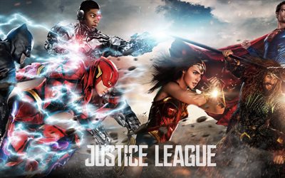 4k, Justice League, poster, 2017 film, arte