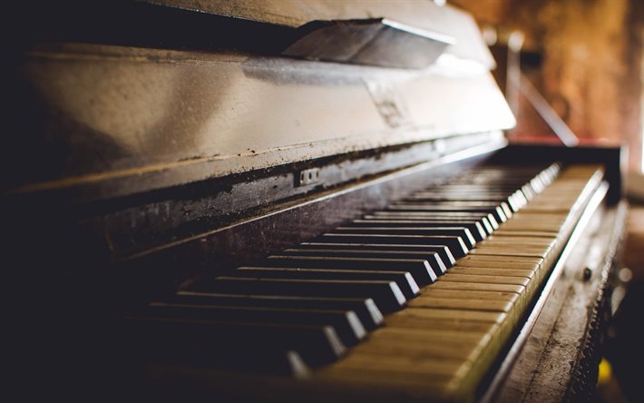 piano, instrumento musical, piano de cauda antigo, chaves