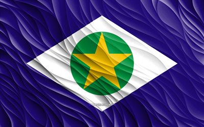 4k, mato grosso flagga, vågiga 3d flaggor, brasilianska stater, mato grosso dag, 3d vågor, brasiliens stater, mato grosso, brasilien