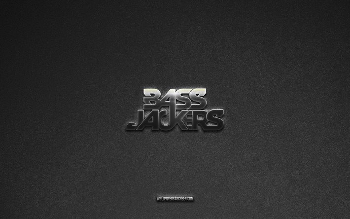 Bassjackers logo, music brands, gray stone background, Bassjackers emblem, music logos, Bassjackers, music signs, Bassjackers metal logo, stone texture