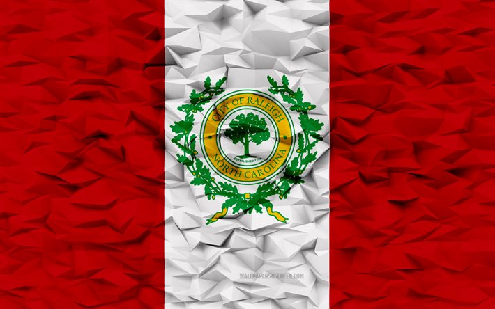 ローリーの旗, ノースカロライナ州, 4k, アメリカの都市, 3 d ポリゴンの背景, 3 d ポリゴン テクスチャ, ローリーの日, 3 d のローリーの旗, アメリカの国のシンボル, 3d アート, ローリー, アメリカ合衆国
