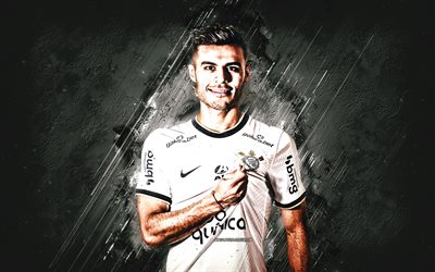 Fausto Vera, Corinthians, Argentine football player, midfielder, portrait, Serie A, Brazil, white stone background, football, Corinthians Paulista