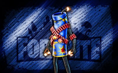 Nitrojerry Fortnite, 4k, blue diagonal background, grunge art, Fortnite, artwork, Nitrojerry Skin, Fortnite characters, Nitrojerry, Fortnite Nitrojerry Skin