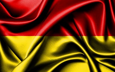 パーダーボルンの旗, 4k, ドイツの都市, 布旗, パーダーボルンの日, 波状の絹の旗, ドイツ, パーダーボルン