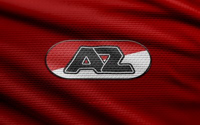 logotipo de tela az alkmaar, 4k, fondo de tela roja, eredivisie, bokeh, fútbol, logotipo de az alkmaar, fútbol americano, az alkmaar emblema, az alkmaar, club de fútbol holandés, az alkmaar fc