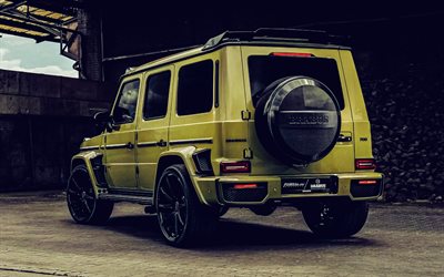 BRABUS 700, Mercedes-Benz G63 AMG, rear view, G63 AMG tuning, green G63, Brabus, tuning, German cars, Mercedes-Benz
