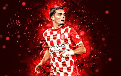 miguel gutierrez, 4k, röda neonljus, girona fc, la liga, spanska fotbollsspelare, miguel gutierrez 4k, fotboll, laliga, miguel gutierrez girona