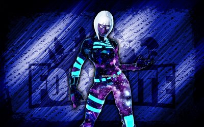 Galaxy Wonder Fortnite, 4k, blue diagonal background, grunge art, Fortnite, artwork, Galaxy Wonder Skin, Fortnite characters, Galaxy Wonder, Fortnite Galaxy Wonder Skin
