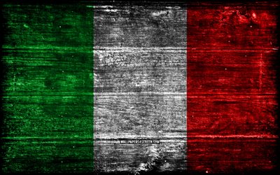 Italian wooden flag, 4k, wooden grunge flags, European countries, flag of Italy, Day of Italy, Europe, Italian flag, Italy, Italian national symbols, Italy flag