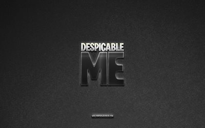 Despicable Me logo, brands, gray stone background, Despicable Me emblem, popular logos, Despicable Me, metal signs, Despicable Me metal logo, stone texture