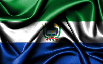 4k, bandera guaviare, banderas onduladas de seda, departamentos colombianos, dia del guaviare, banderas de tela, bandera de guaviare, arte 3d, guaviare, sudamerica, departamentos de colombia, bandera guaviare 3d, colombia