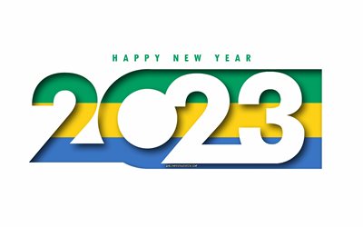 hyvää uutta vuotta 2023 gabon, valkoinen tausta, gabon, minimaalista taidetta, 2023 gabonin konseptit, gabon 2023, 2023 gabon tausta, 2023 hyvää uutta vuotta gabon