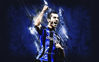 henrikh mkhitaryan, inter milan, fcinternazionale, calciatore armeno, centrocampista, sfondo di pietra blu, calcio, serie a, italia
