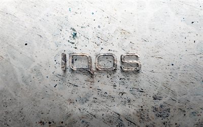 iqosストーンロゴ, 4k, 石の背景, iqos 3d ロゴ, ブランド, クリエイティブ, iqosのロゴ, グランジアート, アイコス