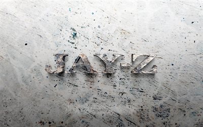 logotipo de piedra de jay z, 4k, fondo de piedra, shawn corey carter, rapero americano, logotipo 3d de jay z, estrellas de la música, creativo, logotipo de jay z, arte grunge, jay z