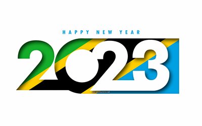 hyvää uutta vuotta 2023 tansania, valkoinen tausta, tansania, minimaalista taidetta, 2023 tansania konseptit, tansania 2023, 2023 tansania tausta, 2023 hyvää uutta vuotta tansania