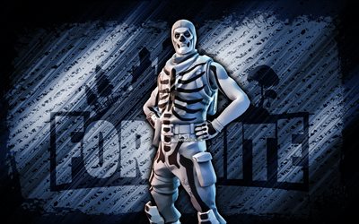 Inverted Skull Trooper Fortnite, 4k, gray diagonal background, grunge art, Fortnite, artwork, Inverted Skull Trooper Skin, Fortnite characters, Inverted Skull Trooper, Fortnite Inverted Skull Trooper Skin