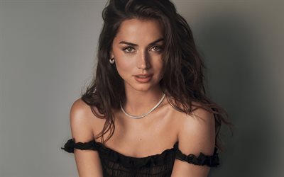 Ana De Armas, Cuban actress, portrait, photoshoot, black dress, Hollywood star, popular actresses, beautiful women