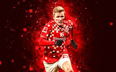 jonathan burkardt, 4k, néons rouges, mainz 05, bundesliga, footballeurs allemands, jonathan burkardt 4k, football, fsv mainz 05, jonathan burkardt mainz 05