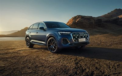 audi q7, 4k, fora da estrada, 2025 carros, suvs, carros de luxo, cn spec, audi azul q7, 2025 audi q7, carros alemães, audi
