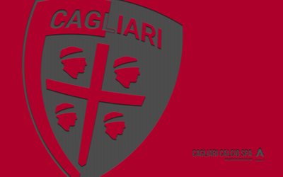 logo cagliari calcio, 4k, fond bordeaux, carbone, emblème de calcio cagliari, club de football italien, serie a, italie, cagliari calcio, football, cagliari fc