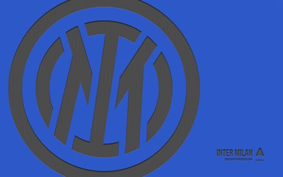 Inter Milan logo, 4k, blue background, FC Internazionale, carbon art, Inter Milan emblem, italian football club, Serie A, Italy, Inter Milan, football, Inter Milan FC