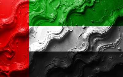 bandiera emirates arabi uniti, 4k, trama delle onde di pietra, emirati, bandiera degli emirati arabi uniti, bandiera emirates 3d arabi uniti, asia, bandiere dei paesi asiatici, emirati arabi uniti, flag degli emirati arabi uniti