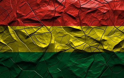 4k, Bolivia flag, stone texture, flag of Bolivia, North America, Bolivia 3D flag, background with cracks, Bolivia, Bolivian flag