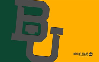 logo des ours de baylor, 4k, fond vert jaune, art du carbone, ncaa, emblème des baylor bears, équipe de football américain, usa, ours baylor, football américain