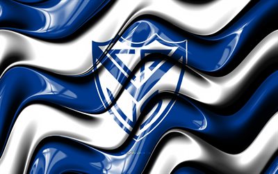 Velez Sarsfield 3D logo, 4k, blue white 3D waves, Argentina Primera Division, football, Velez Sarsfield flag, creative, Velez Sarsfield logo, CA Velez Sarsfield, Argentine football club, soccer, Velez Sarsfield FC
