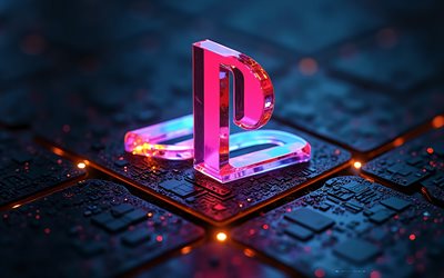 logotipo de vidro brilhante do playstation, fundo tecnológico, consolas de jogos, logotipo do playstation, sinal de playstation, logotipo playstation 3d, playstation