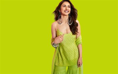 4k, rakul preet singh, actrice indienne, bollywood, séance photo, mannequin indien, robe verte, rakul preet singh photoshoot
