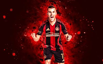 Brooks Lennon, 4k, red neon lights, Atlanta United FC, MLS, american footballers, Brooks Lennon 4K, football, soccer, Major League Soccer, Atlanta United, Brooks Lennon Atlanta United
