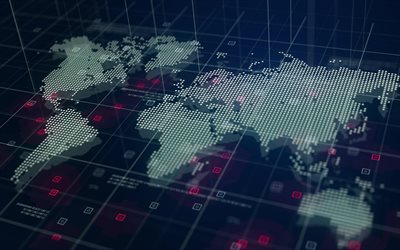 4k, خريطة العالم, فن الأعمال, الفن الرقمي, نقطة الخريطة العالمية, العالم الرقمي, خرائط العالم, خريطة العالم للنقاط