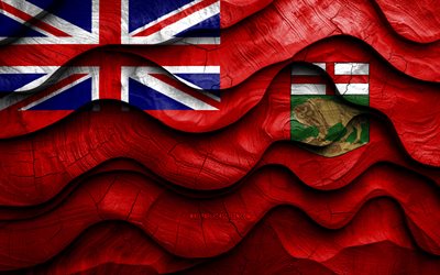 4k, Manitoba flag, Provinces of Canada, wooden 3D waves flags, Day of Manitoba, flag of Manitoba, Manitoba wooden flag, North America, canadian provinces, Manitoba