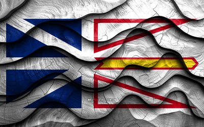 4k, flagge von neufundland und labrador, provinzen kanadas, hölzerne 3d  wellenflaggen, tag von neufundland und labrador, neufundland  und labrador  holzflagge, nordamerika, kanadische provinzen, neufundland und labrador