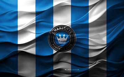 4k, logo charlotte fc, sfondo 3d bianco blu, charlotte fc emblem, team di calcio americana, charlotte fc flag, texture 3d, mls, usa, charlotte fc, calcio