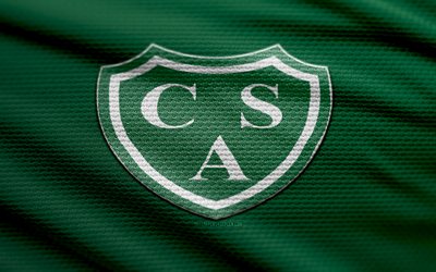 logotipo de tela de ca sarmiento, 4k, fondo de tela verde, división de primera argentina, bokeh, fútbol, logotipo de ca sarmiento, fútbol americano, ca sarmiento emblema, ca sarmiento, club de fútbol argentino, sarmiento fc