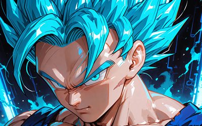 4k, super saiyajin azul, ssjgssj, bola de dragón, super saiyan dios azul, dragon ball súper, fondo abstracto azul, azul galáctico, dbs, vegetto dragon ball azul, supa saiyajin buru, personajes de dragon ball, súper dios saiyajin súper, azul vegerot, ssjb, ssgss