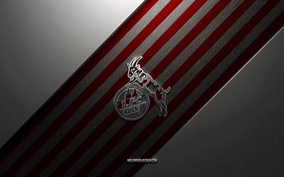 logo dell'fc colonia, 4k, fondo in acciaio, società calcistica tedesca, linee bianche rosse, stemma dell'fc colonia, bundesliga, fc colonia, germania, calcio, logo in metallo dell'fc köln, 1 fc colonia