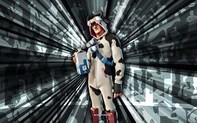 4k, Guernsey, gray rays background, Guernsey Skin, Guernsey Fortnite, abstract art, Fortnite Guernsey Skin, Fortnite characters, Fortnite, creative art